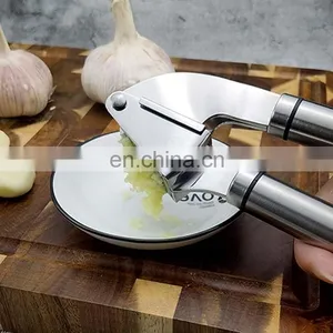 Custom Logo Amazon Online Shopping Kitchen Accessories Manual Stainless Steel Garlic Press Crusher Mincer With Peeler And Brush thumbnail-2