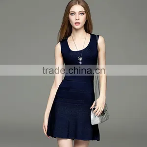 2016 New Arrival Sleeveless Round Neck Knit Dress With Hollow Pattern Design thumbnail-5