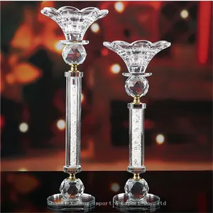 Single Head Crystal Candle Holder Clear Wedding Crystal Glass Candle Holders For Wedding Table Decoration thumbnail-1