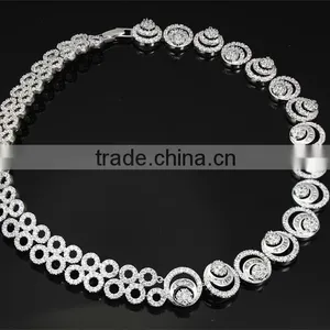 Round Top AAA Quality Cubic Zirconia Dubai White Gold Luxury Bridal Jewelry Set thumbnail-2