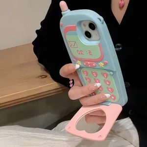 The Three-dimensional PHS Flip Mirror Holder Protects the Shockproof Mobile Accessory Phone 12 13 14 15 Pro Max thumbnail-3
