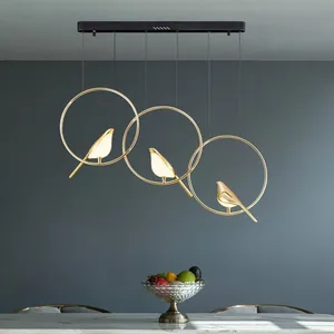 Postmodern New Design Art Metal Bird Led Pendant Lights For Dining Room Table Kitchen Bar Hanging Lamp Home Deco Fixtures thumbnail-2