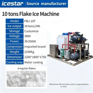 10 Ton Flake Ice Maker for Fishery Supermarket Food Processing Concrete Mixing Marine Use thumbnail-2