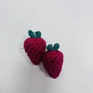Handmade Cotton Rope Strawberry Dog Toy for Puppy Dogs, Pet Toy for Dogs Chew thumbnail-1