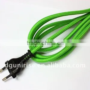 Green Textile Braided Lamp Power Cord Plug thumbnail-1