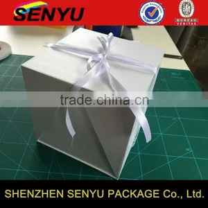 Custom Design White Sample Paper Material Gift Box With Ribbon thumbnail-1