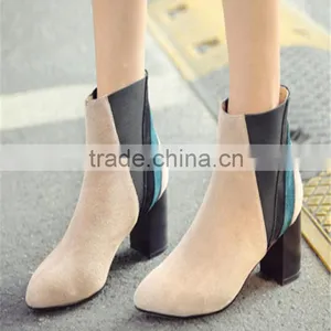 Thick High Heel Rubber Boots Women Lady Gaga Heels Suede Boots thumbnail-1
