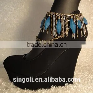 Must Have!! Fan Fring Chains Tassel Blue Bead Boot and Shoe Jewelry thumbnail-2
