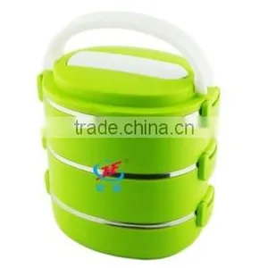 2014 New Design Printed Bento Stainless Steel and PP Plastic Lunch Box 3 Tiers With Buckle thumbnail-3