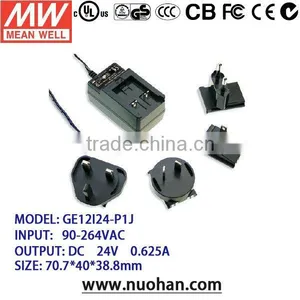 Meanwell 10 ~ 12W AC-DC Single Output Wall-mounted Type 24v Switching Power Supply thumbnail-1