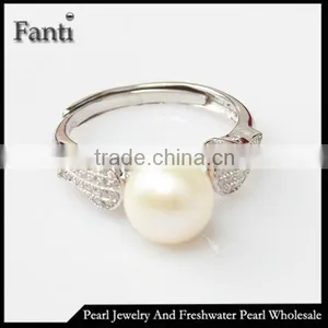 Freshwater Pearl 925 Silver New Design Pearl Finger Ring With a Round Pearl thumbnail-1