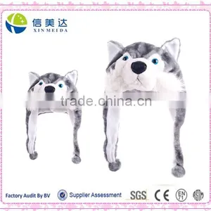 Winter Animal Design Warm Hat Wolf Animal Hood Hat Grey Wolf Soft Warm Plush Hat thumbnail-1