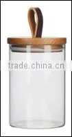 Med Glass Round Canister With Rubber Wood Lid thumbnail-1