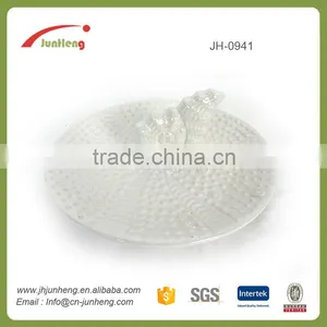 Garden Decor Glazed White Conch Fish Plate, Decorative Ceramic Glazed Plates thumbnail-1