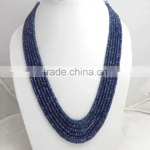 Natural Royal Blue Sapphire Roundel Faceted Beads thumbnail-3