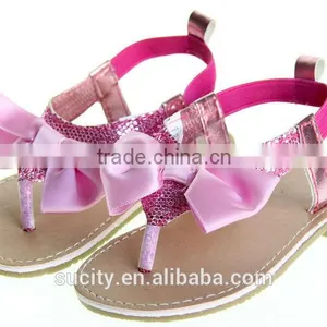 Wholesale Elegant Sexy Girls Flat Rose Red Sandals With Bow thumbnail-1
