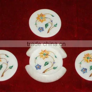 Marble Inlay Tea Coaster Set thumbnail-1