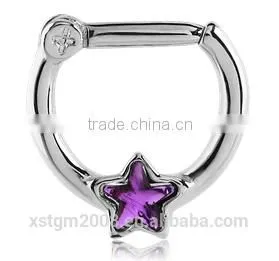 Diamond Stainless Steel Clicker Star Nose Ring Clicker Piercing Jewelry thumbnail-1