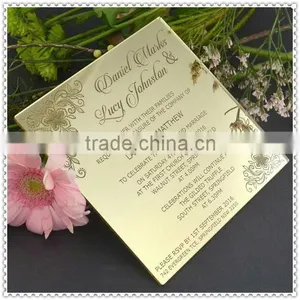 Mirror Golden Wedding Invitation Decoration For Square Letter Cards thumbnail-1