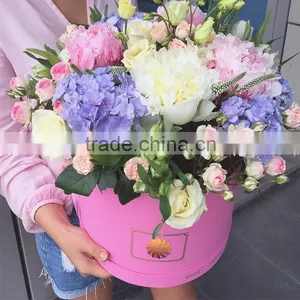 High Quality Paper Flowers Box Large Cardboard Round Box for Rose Flower Packing thumbnail-1