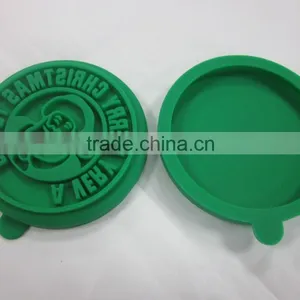 Food Grade Custom SANTA Design Silicone Cookie Stamp With Wooden Handle thumbnail-3