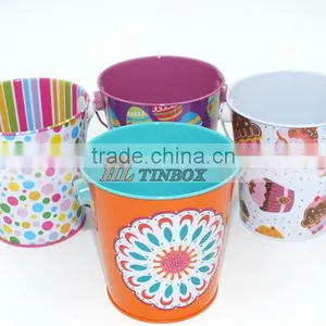 Colorful Handle Round Shape Metal Bucket Tin Can thumbnail-1