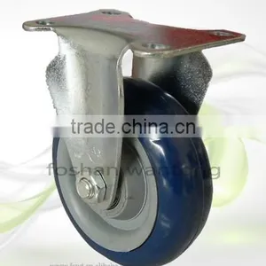 5 Inch Black Metal Plate Industrial Fixed Polyurethane Caster Wheel thumbnail-5