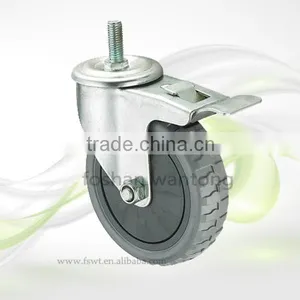 4 Inch Threaded Rod With Double Brake Swivel Industrial Pu Caster Wheel thumbnail-1