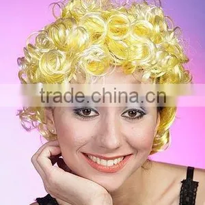 Yellow Color Cheap Synthetic Hair Soccer Wigs, Football Fans Wigs thumbnail-2