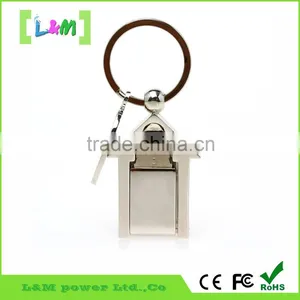 House Shape Metal Usb Flash Drive With Free Keychain,high Speed Metal Usb thumbnail-2