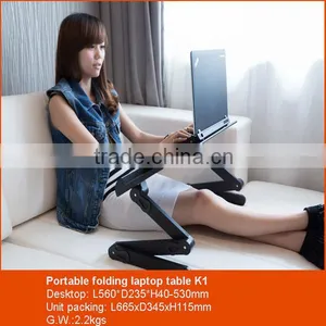 Portable Folding Home Furniture Single Laptop Table With Swivel Anchors at the Hinges thumbnail-1