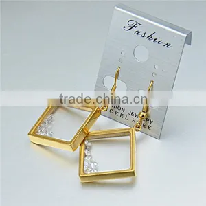 Square Locket Earrings Fashion New Design Stainles Steel Glass Restone Earrings for Women thumbnail-3