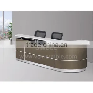 Modern Style Solid Surface Reception Desk, White Glossy Bank Front Desk thumbnail-5