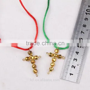 New Arrival Imitati Jewelry Cross Bling Handmade Necklace Cute Girl Religious NecklaceRed and Green Bell Necklace fo Cotton Rope thumbnail-6