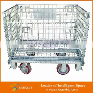 Aceally Foldable Wire Mesh Pallet Box/demountable Steel Storage Cage for Sale thumbnail-1