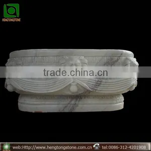 Carved Oval Stone Bathtub With Lion Head Decoration thumbnail-1
