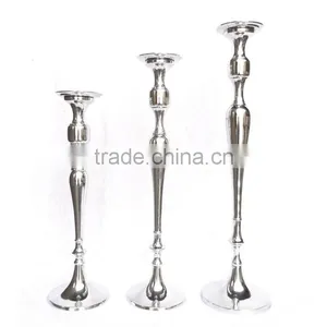 Aluminum Mirror Finish Tall Pillar Holder Candle Holder Set thumbnail-1