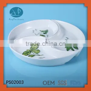 Dinnerware Type Porcelain Dinnerware, Divided Serving Plate With Decal thumbnail-1