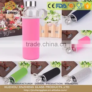 Empty Borosilicate Glass Drinking Water Bottle With Sleeve thumbnail-1