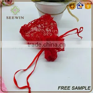 Wedding Favor Indian Red Wired Mesh Organza Bags thumbnail-2