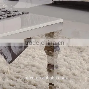 Competitive Price Center Coffee Table With White Marble Top Stainless Steel Legs thumbnail-3