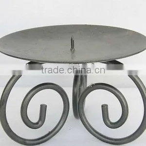 Wrought Iron Swirl Design Triple Pillar Candle Holder thumbnail-1