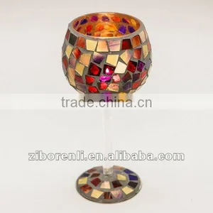 Red Mosaic Goblet Candle Holders thumbnail-5