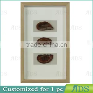 Wooden Shadow Box With Color Natural Agate Stone Under Glass thumbnail-5