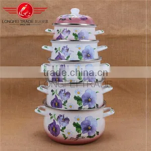 Longfei OEM 5pcs Turkey Enamel Casserole / Enamel Cookware Set Kitchen thumbnail-2