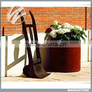 Modern Garden Use Round Shape Corten Steel Flower Pot thumbnail-2