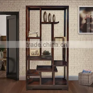 Book Rack Oriental Dark Colour Mahogany Wood Furniture thumbnail-1