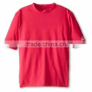 Wholesale OEM 89% Nylon 11% Elastane Little Kids Big Kids Short Sleeve Stretch Quick Drying Basic Crew Neck Skins Rash Guard Tee thumbnail-1