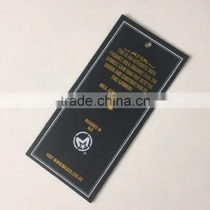2017 Custom High Quality Black Cardboard Paper Hang Tags With Gold Stamping Logo thumbnail-1