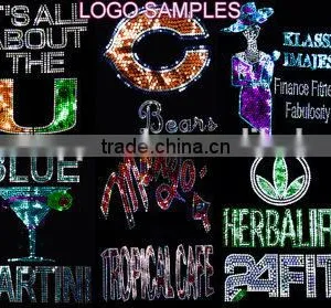 Wholesale Cheaper Custom Bling Logo Rhinestone Heat Transfer for Everything thumbnail-2